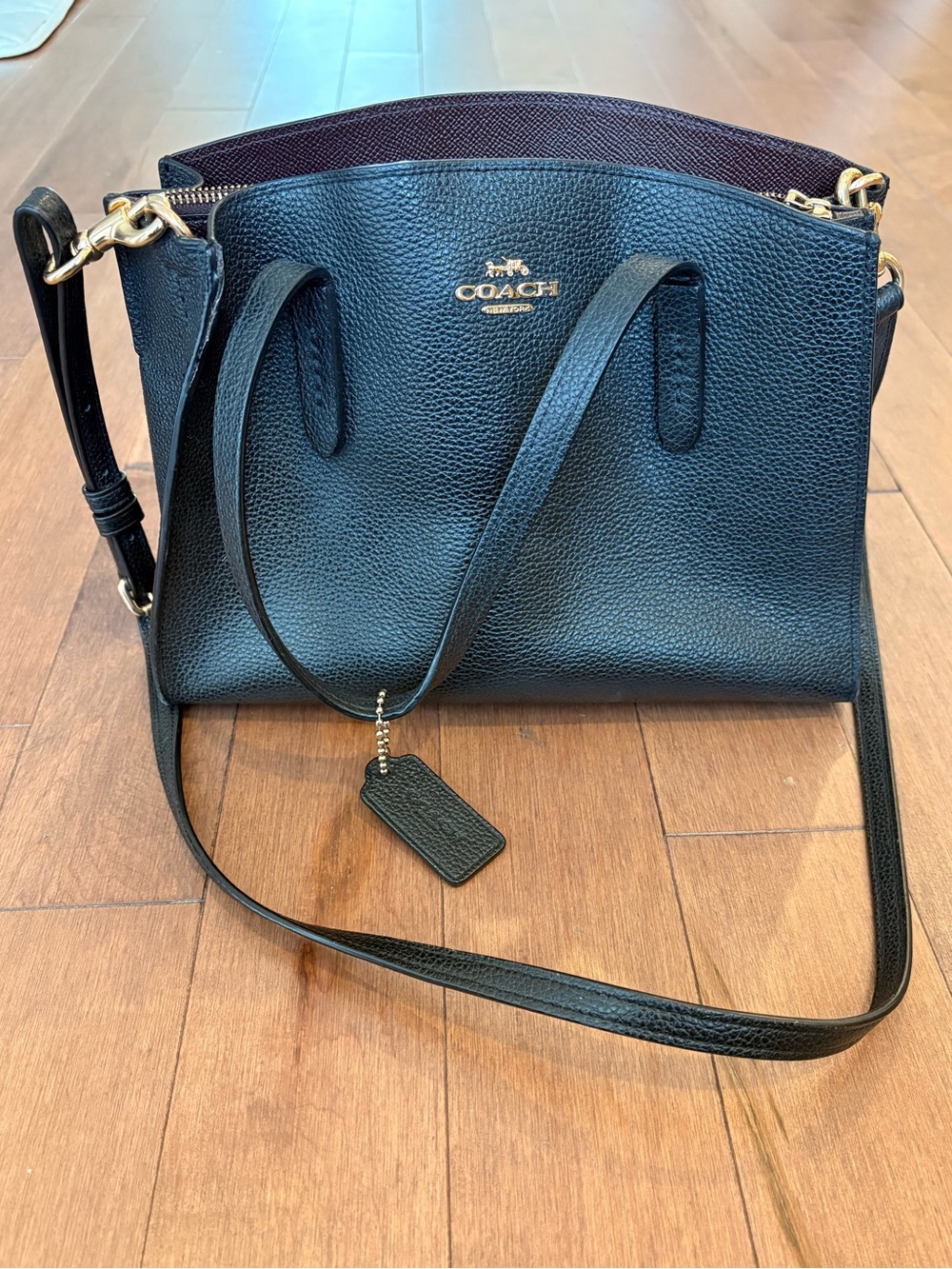 Coach Charlie Carryall 28 Black Pebbled Leather Bag 29529